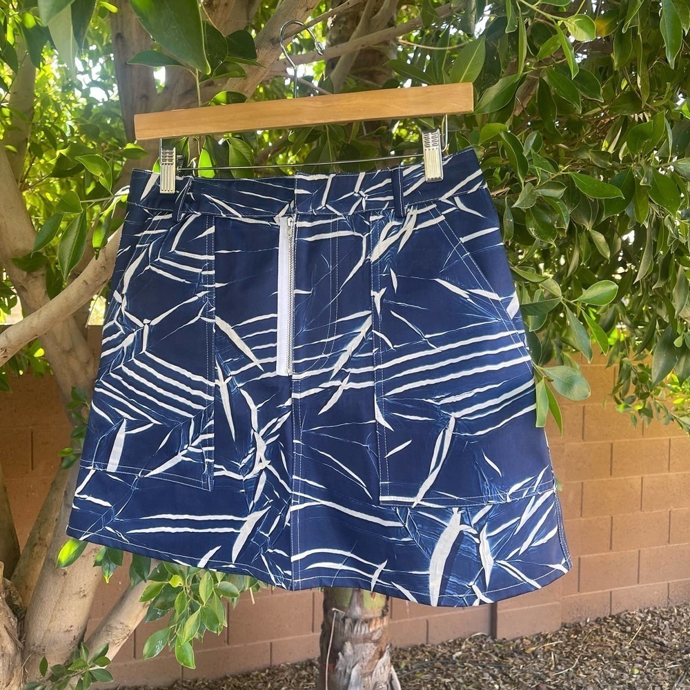 Doom Skirt Womens Medium Blue White Techwear Cyberpunk Seapunk Mini Batik